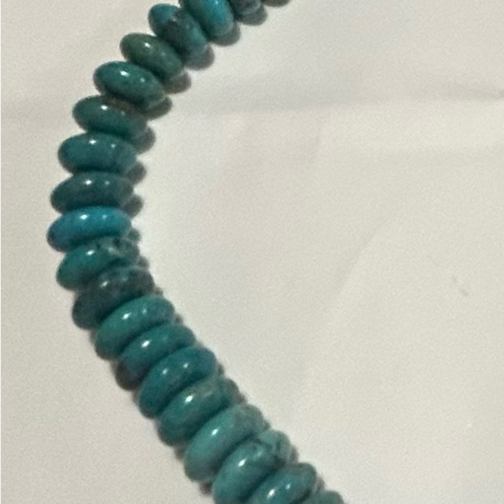 NWT JTV SW 8x5mm Rondelle Kingman Turquoise Sterling Silver Bead Necklace 18in - Picture 2 of 6